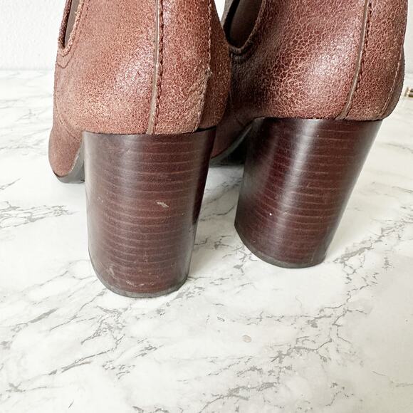 Tory Burch Margaux Brown Distressed Leather Pull on Ankle Boots Women’s Size 8 - Picture 7 of 15